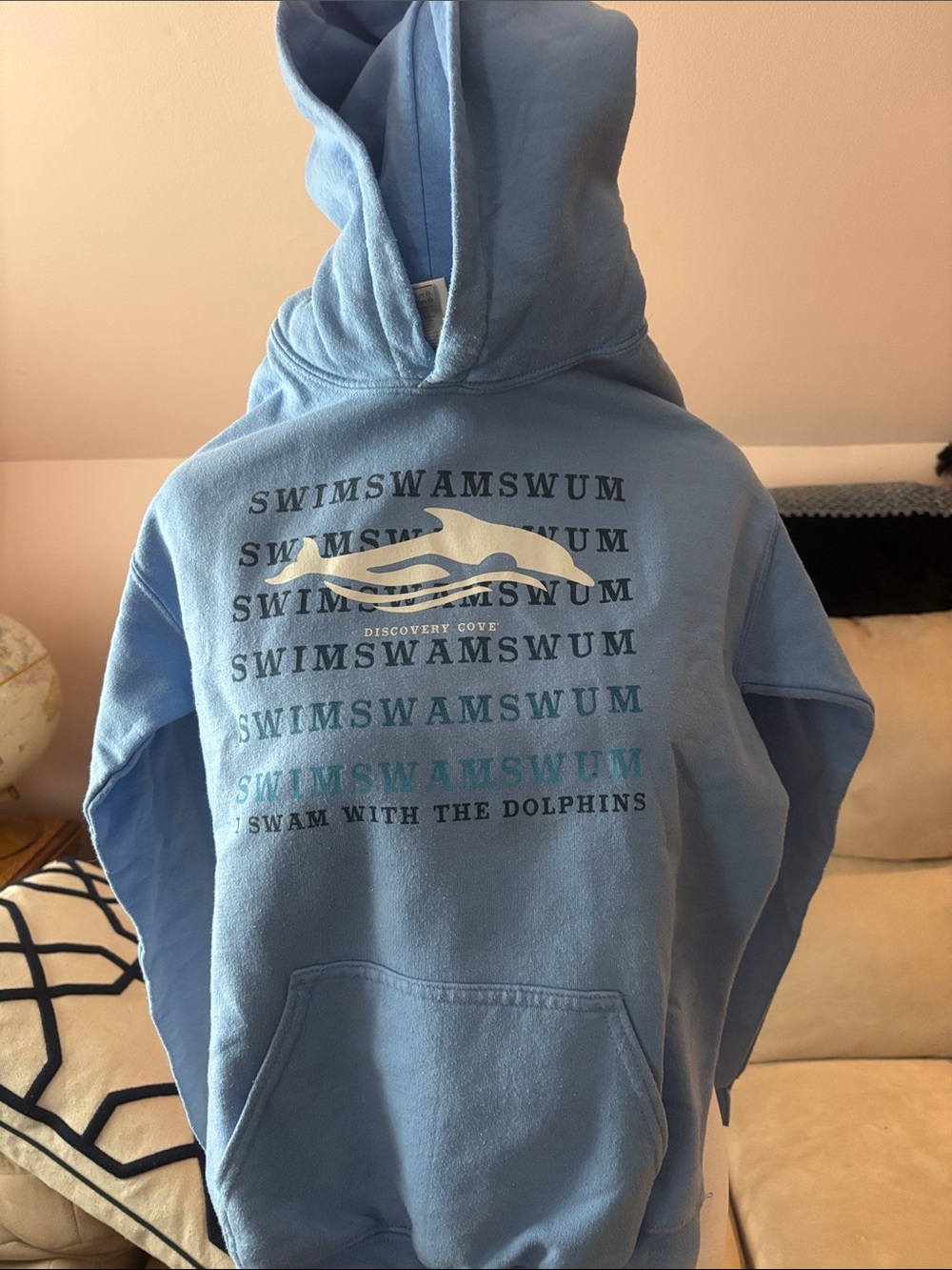 Discovery Kids Light Blue Swim Hoodie with Dolphin Graphic